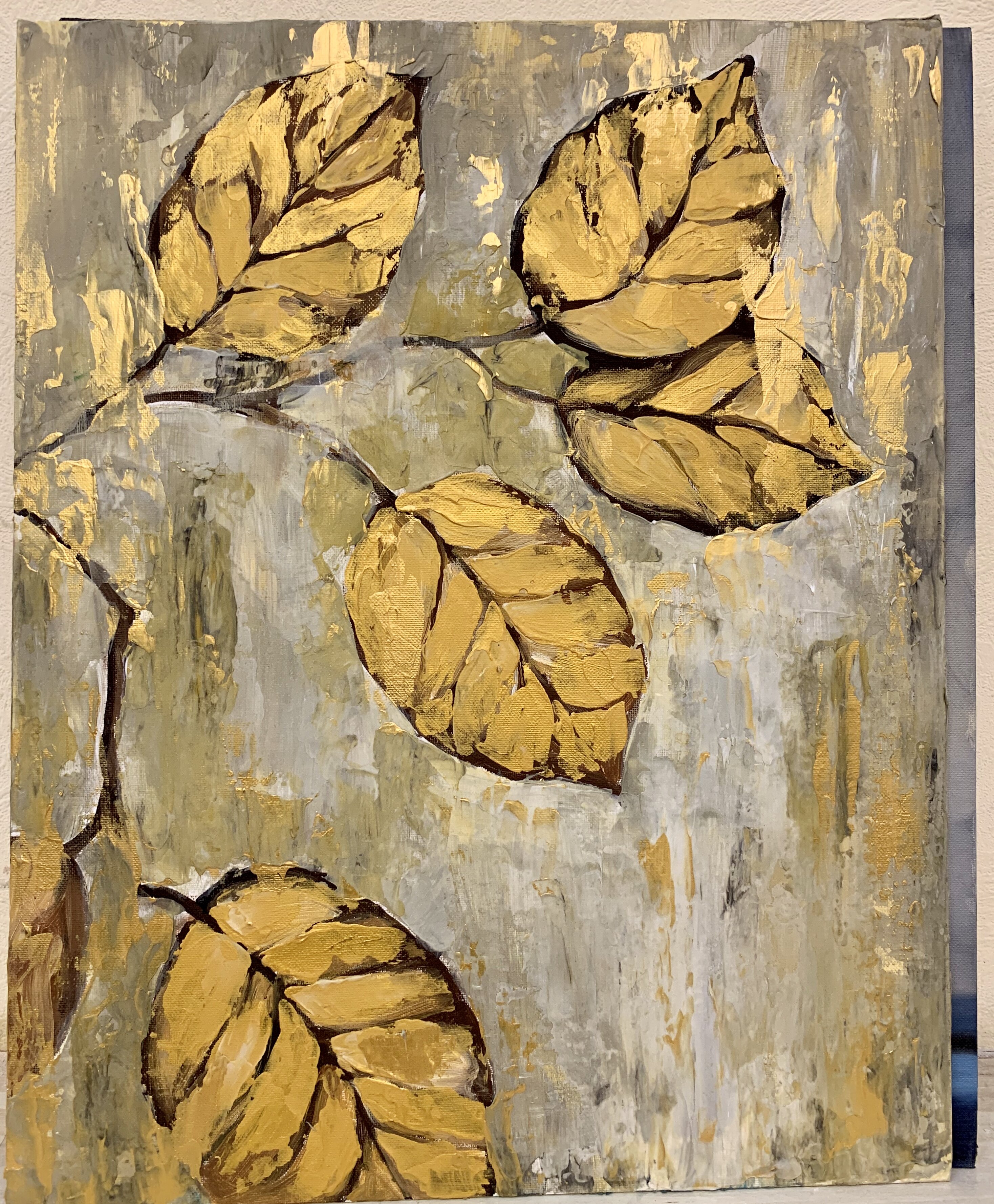 Картина «Золотые листья» холст на картоне. Размер 30х40 — Школа рисования  Краски жизни